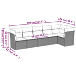 6 részes világosszürke polyrattan kerti ülőgarnitúra párnákkal 3
