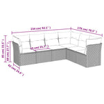 6 részes barna polyrattan kerti ülőgarnitúra párnával 3