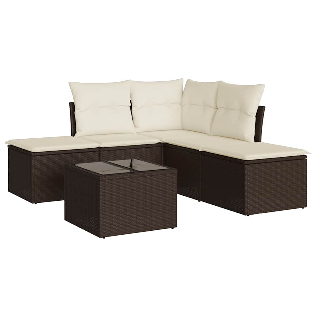 6 részes barna polyrattan kerti ülőgarnitúra párnával 2