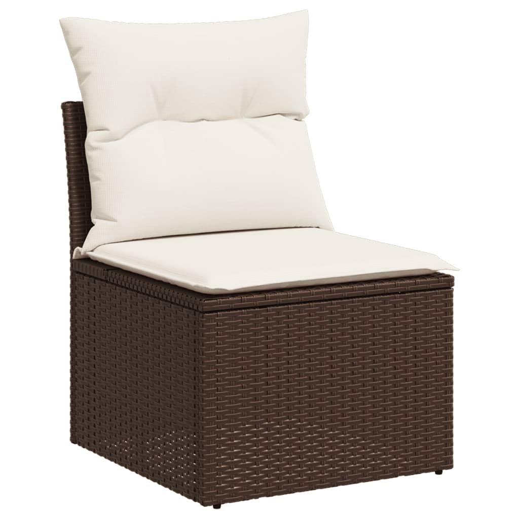11 részes barna polyrattan kerti ülőgarnitúra párnákkal 5