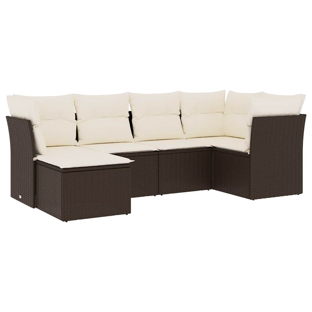 6 részes barna polyrattan kerti ülőgarnitúra párnával 2