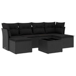 7 részes fekete polyrattan kerti ülőgarnitúra párnával 2