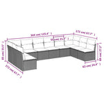 10 részes bézs polyrattan kerti ülőgarnitúra párnával 3