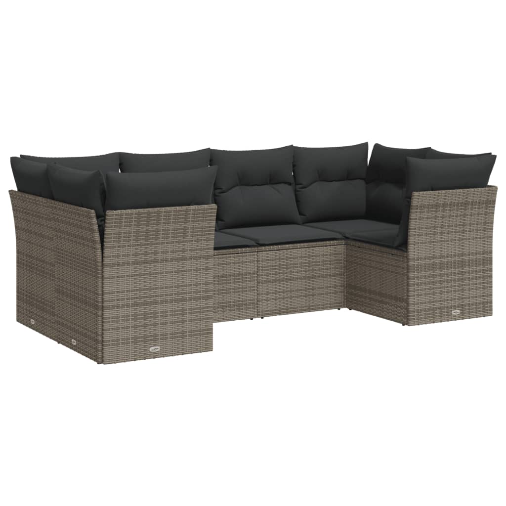 6 részes szürke polyrattan kerti ülőgarnitúra párnákkal 2