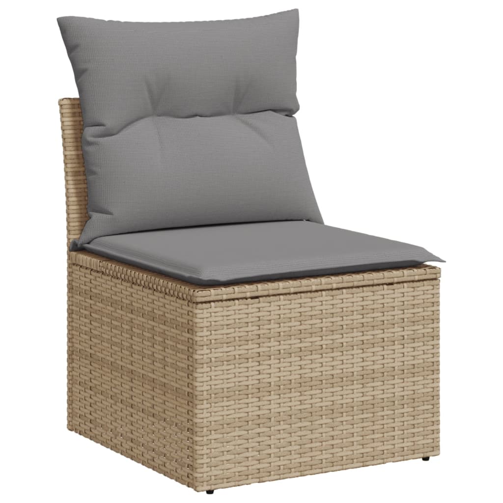 11 részes bézs polyrattan kerti ülőgarnitúra párnákkal 3