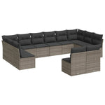 12 részes szürke polyrattan kerti ülőgarnitúra párnákkal 2