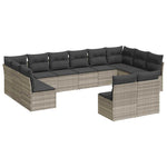 12 részes világosszürke polyrattan kerti ülőgarnitúra párnával 2