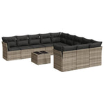 12 részes világosszürke polyrattan kerti ülőgarnitúra párnával 2