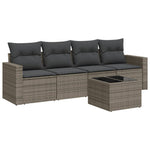 5 részes szürke polyrattan kerti ülőgarnitúra párnákkal 2