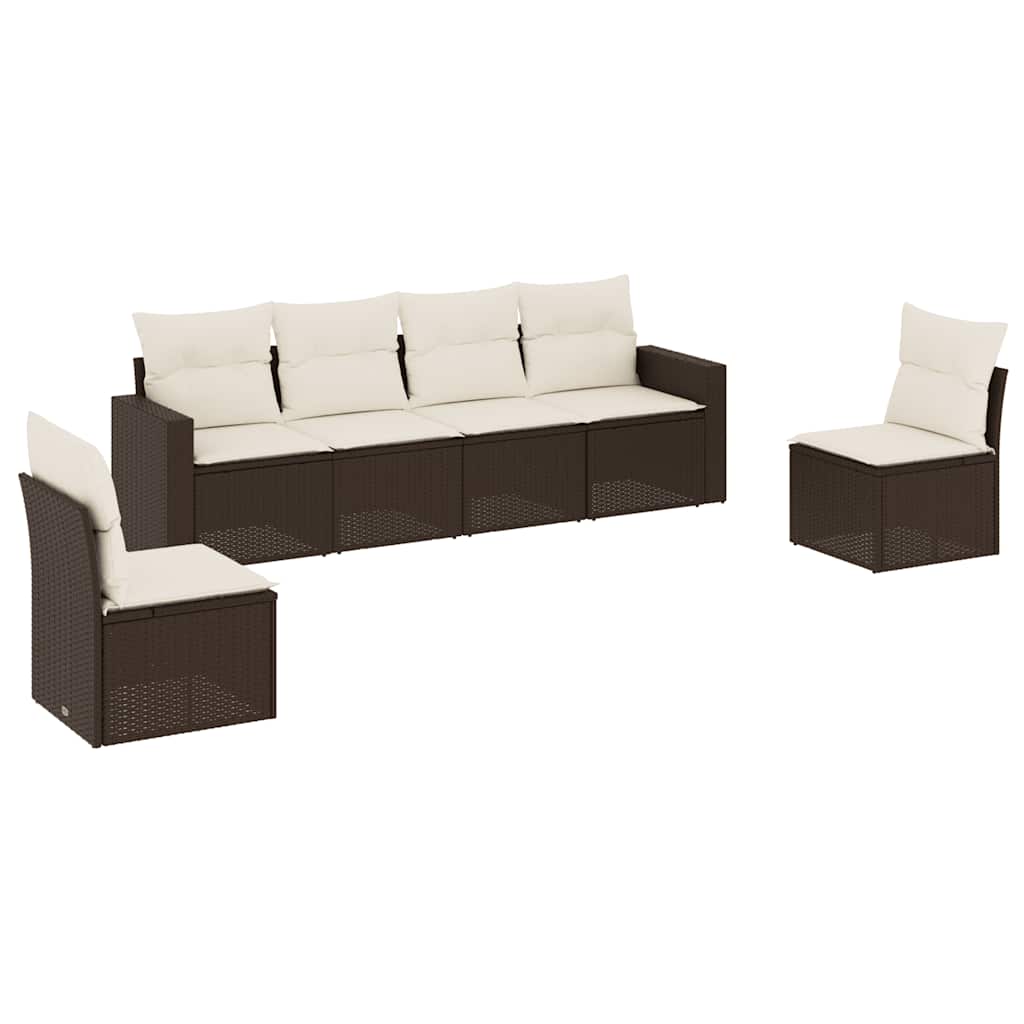 6 részes barna polyrattan kerti ülőgarnitúra párnával 2