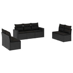 7 részes fekete polyrattan kerti ülőgarnitúra párnával 2