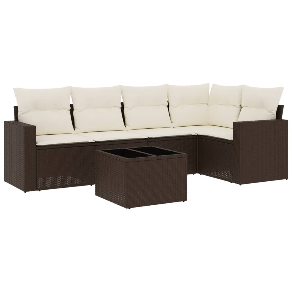 6 részes barna polyrattan kerti ülőgarnitúra párnával 2