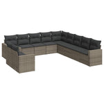11 részes szürke polyrattan kerti ülőgarnitúra párnákkal 2