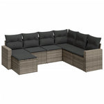7 részes szürke polyrattan kerti ülőgarnitúra párnákkal 2