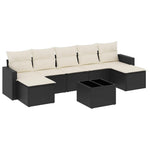 8 részes fekete polyrattan kerti ülőgarnitúra párnákkal 2
