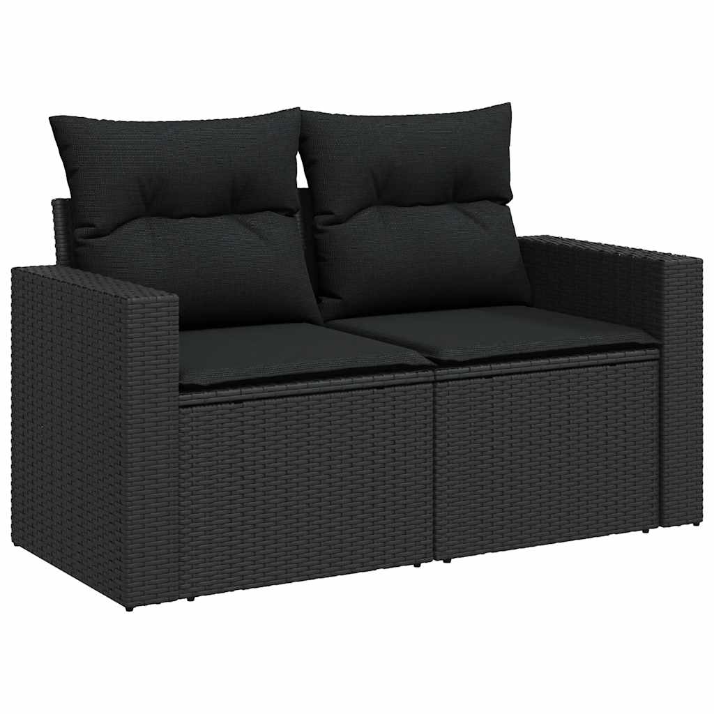 9 részes fekete polyrattan kerti ülőgarnitúra párnákkal 4