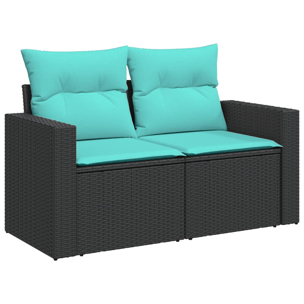 9 részes fekete polyrattan kerti ülőgarnitúra párnával 3