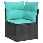 9 részes fekete polyrattan kerti ülőgarnitúra párnával 5