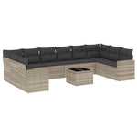 11 részes világosszürke polyrattan kerti ülőgarnitúra párnákkal 2