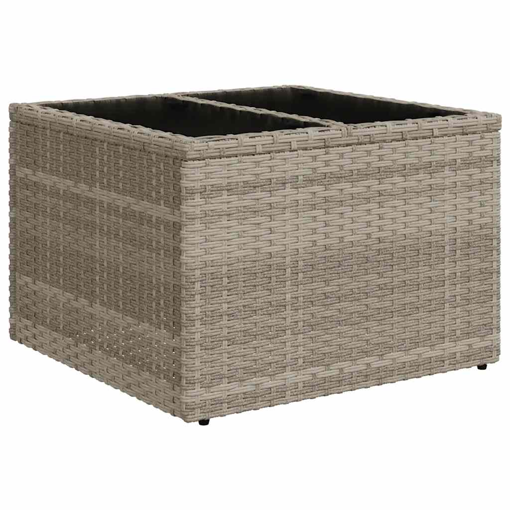11 részes világosszürke polyrattan kerti ülőgarnitúra párnákkal 7
