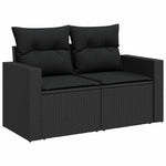 11 részes fekete polyrattan kerti ülőgarnitúra párnákkal 6