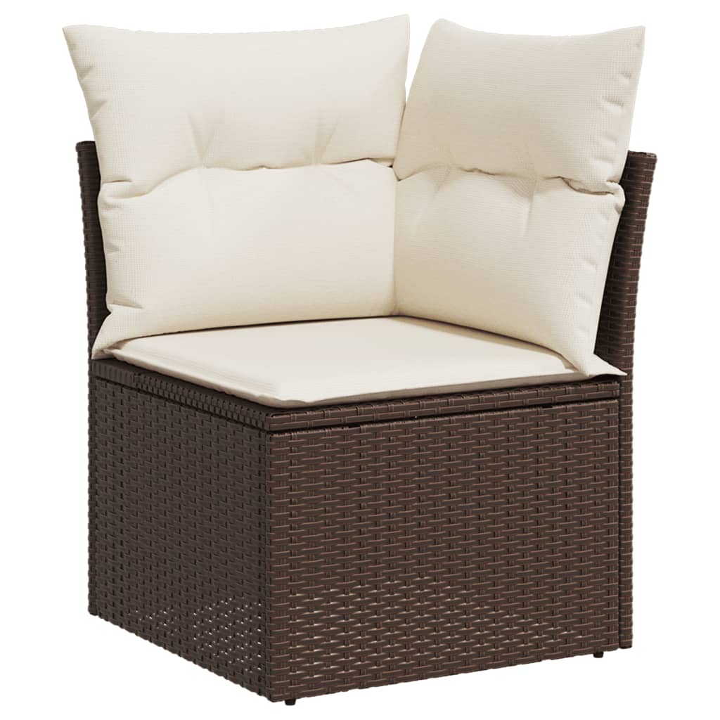 11 részes barna polyrattan kerti ülőgarnitúra párnákkal 4