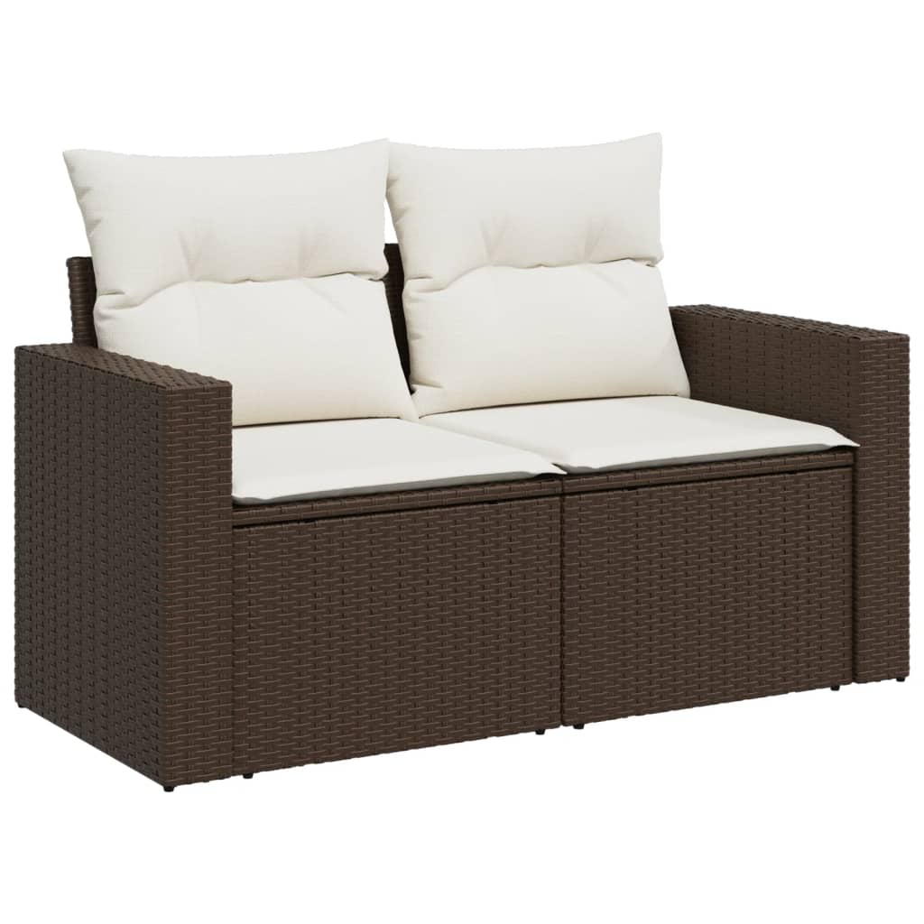 11 részes barna polyrattan kerti ülőgarnitúra párnákkal 5