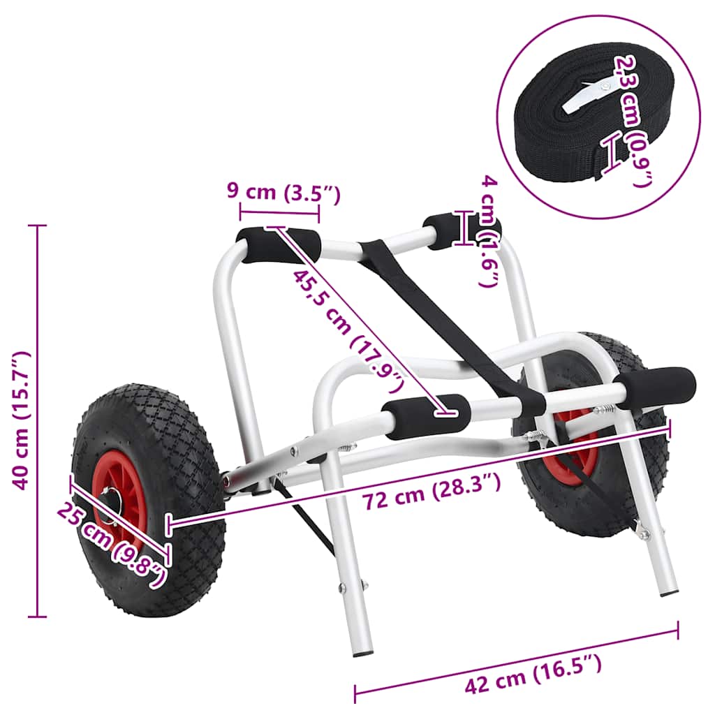 Összecsukható alumínium kajakszállító kocsi 45 kg 8