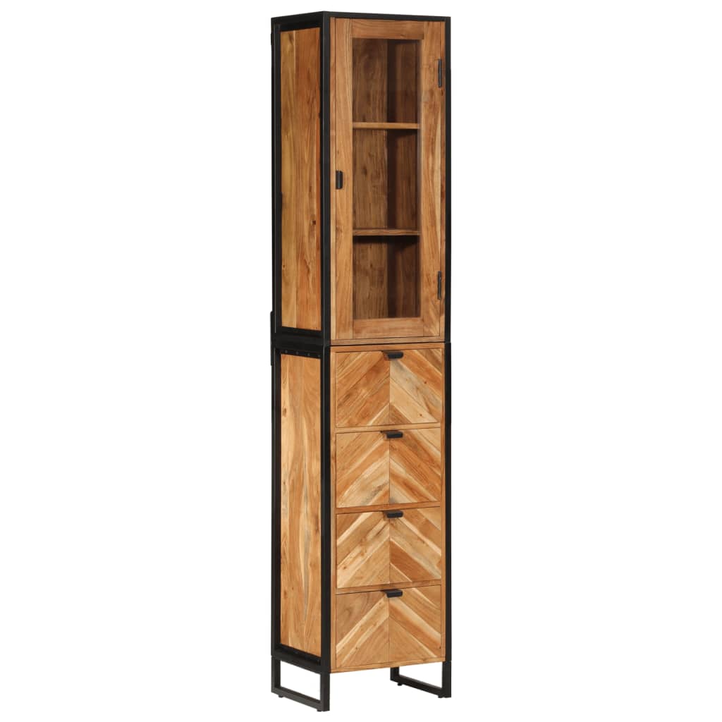 Vas és tömör mangófa fürdőszobai szekrény 40 x 27 x 190 cm 12