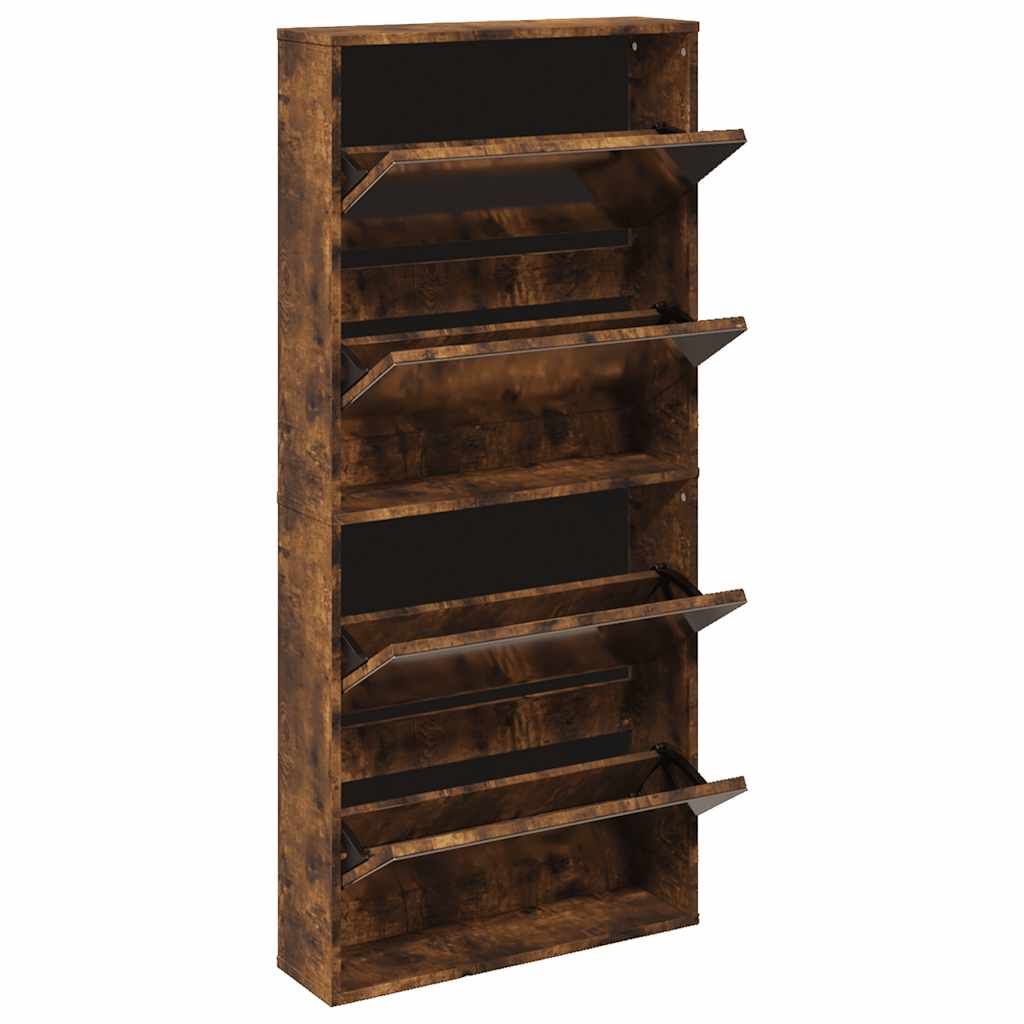 Füstös tölgy 4 szintes cipőszekrény tükörrel 63 x 17 x 134 cm 3
