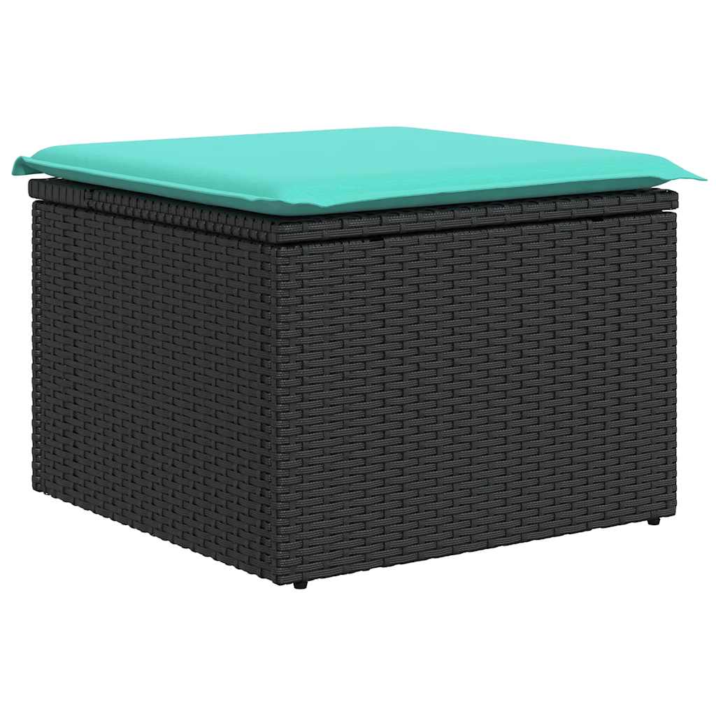 10 db fekete polyrattan kerti kanapégarnitúra párnákkal 6