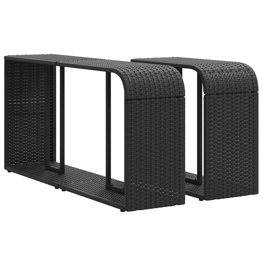 10 db fekete polyrattan kerti kanapégarnitúra párnákkal 7