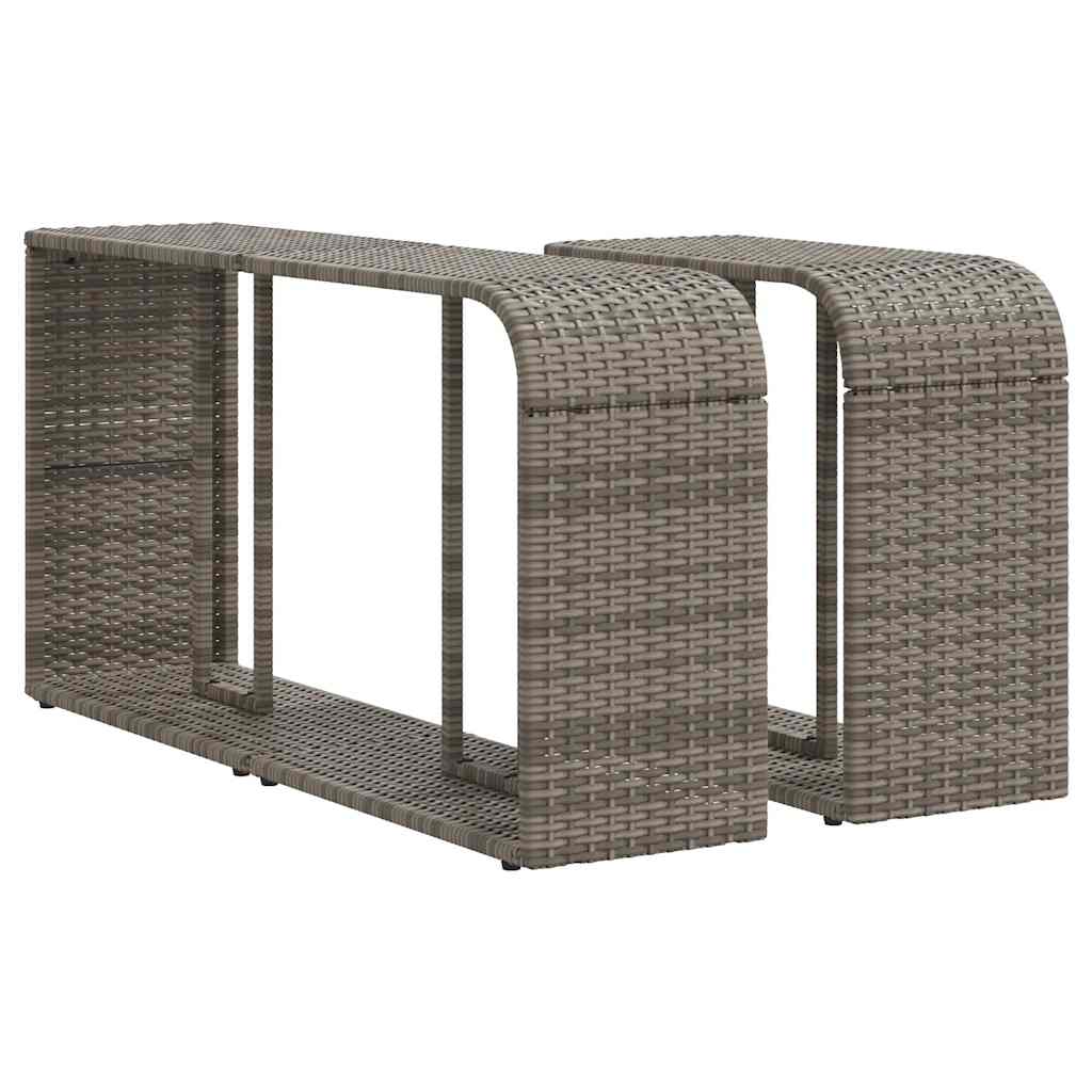 11 részes világosszürke polyrattan kerti ülőgarnitúra párnákkal 6