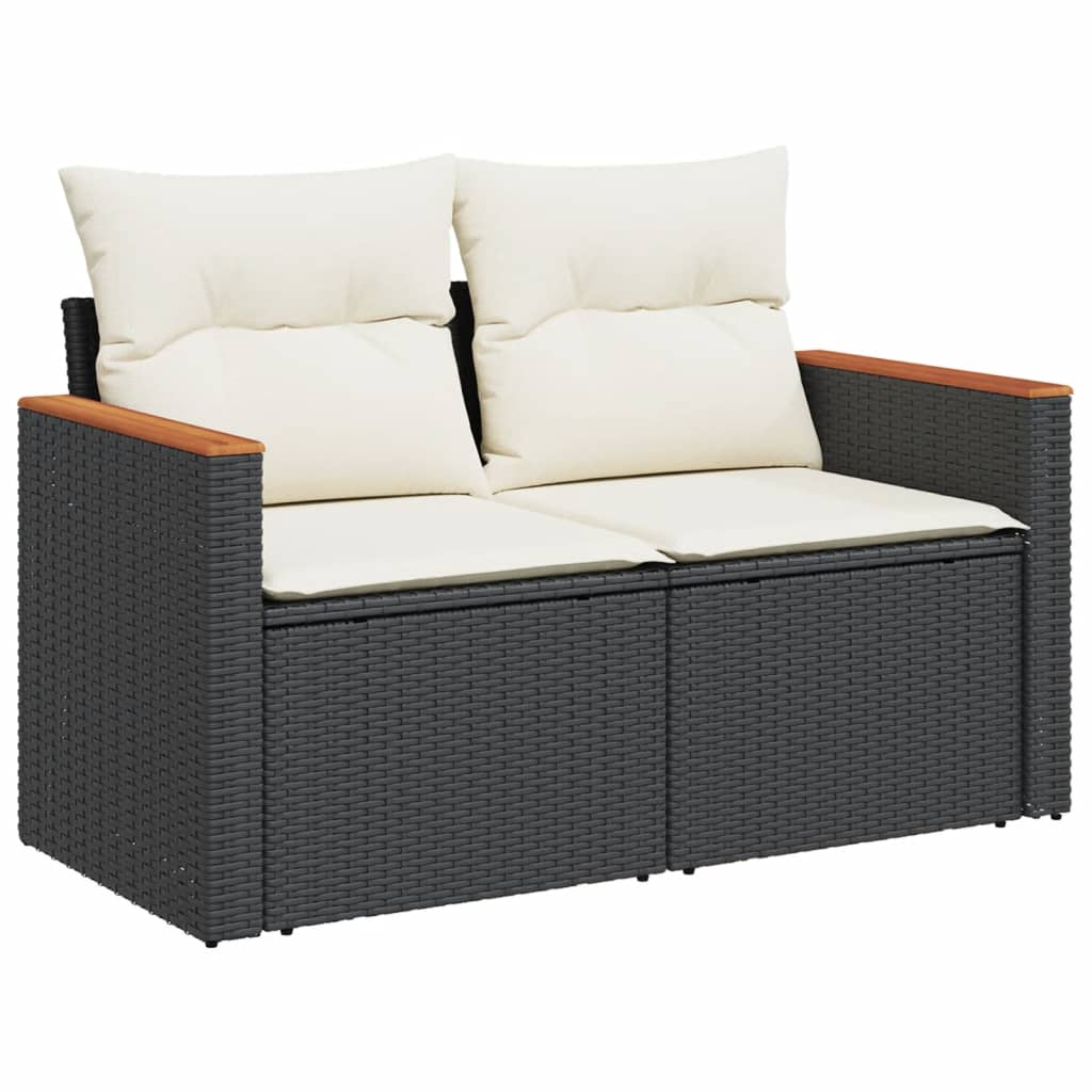 6 részes fekete polyrattan kerti ülőgarnitúra párnákkal 3