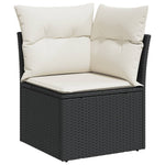 8 részes fekete polyrattan kerti ülőgarnitúra párnákkal 3