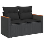 8 részes fekete polyrattan kerti ülőgarnitúra párnákkal 4