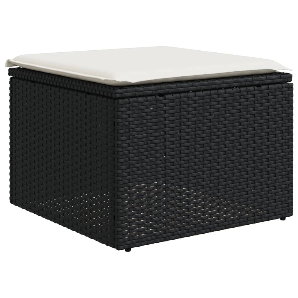 5 részes fekete polyrattan kerti kanapészett párnákkal 6