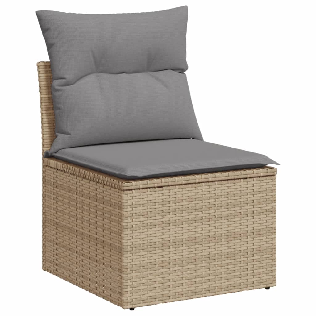 6 részes vegyes bézs polyrattan kerti ülőgarnitúra párnákkal 5