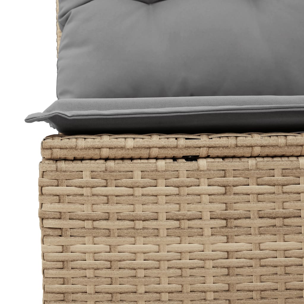 6 részes vegyes bézs polyrattan kerti ülőgarnitúra párnákkal 7