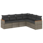 6 részes szürke polyrattan kerti ülőgarnitúra párnákkal 2