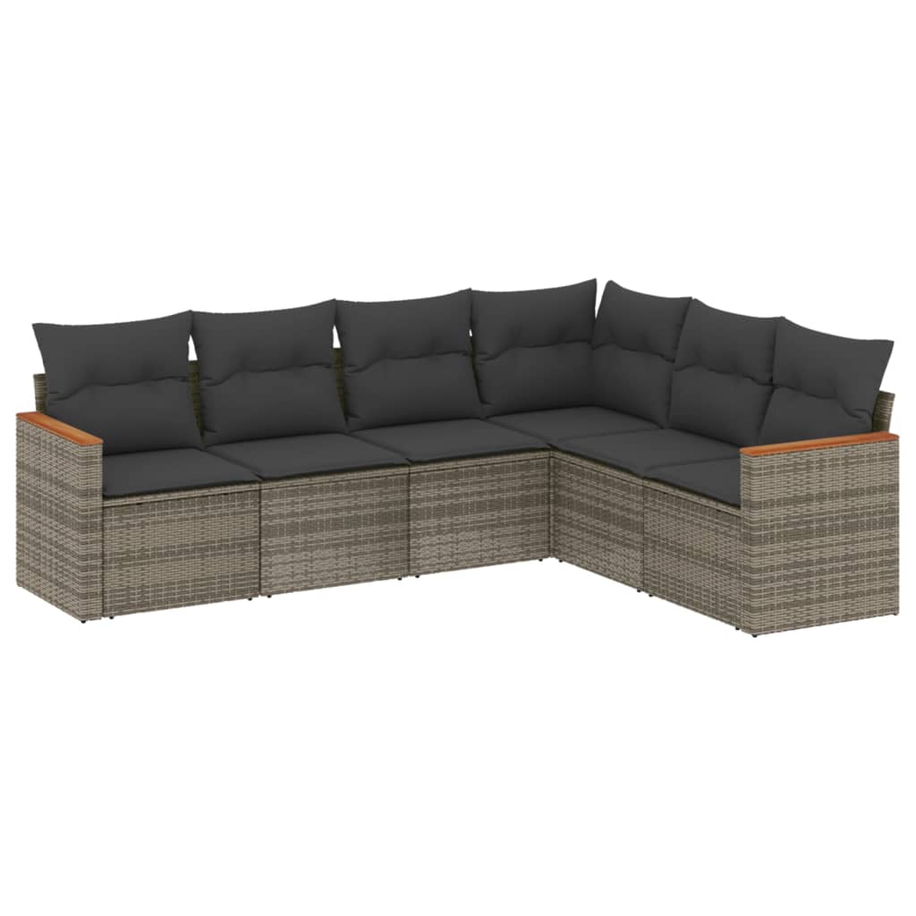 6 részes szürke polyrattan kerti ülőgarnitúra párnákkal 2