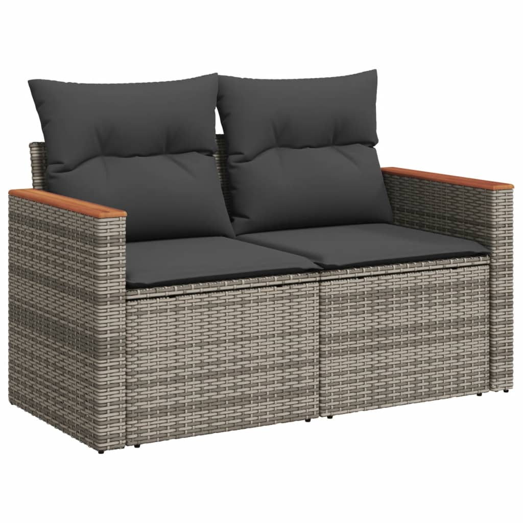 6 részes szürke polyrattan kerti ülőgarnitúra párnákkal 3