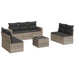 8 részes világosszürke polyrattan kerti ülőgarnitúra párnával 2