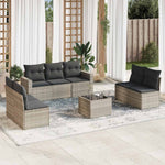 8 részes világosszürke polyrattan kerti ülőgarnitúra párnával