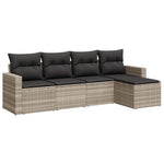5 részes világosszürke polyrattan kerti ülőgarnitúra párnákkal 2
