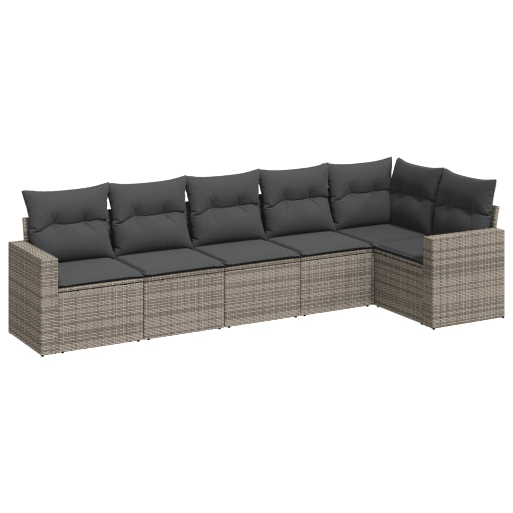 6 részes szürke polyrattan kerti ülőgarnitúra párnákkal 2