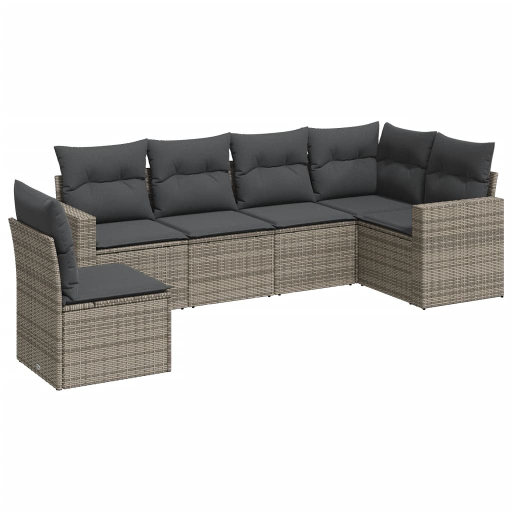 6 részes szürke polyrattan kerti ülőgarnitúra párnákkal 2