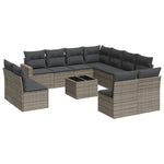 12 részes szürke polyrattan kerti ülőgarnitúra párnákkal 2