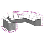 9 részes világosszürke polyrattan kerti ülőgarnitúra párnával 3