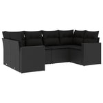 6 részes fekete polyrattan kerti ülőgarnitúra párnákkal 2